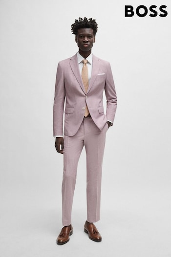 BOSS Purple Slim-Fit Jacket In A Micro-Patterned Cotton Blend (B83028) | £389