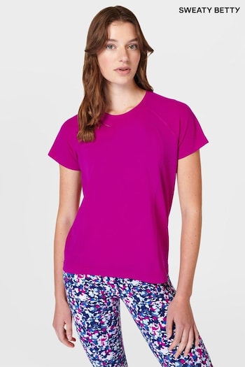 Sweaty Betty Magenta Fusion Purple Athlete Seamless Featherweight T-Shirt (B83040) | £45
