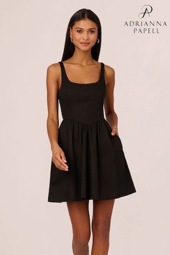 Adrianna Papell Stretch Cotton Short Black Dress (B83110) | £119