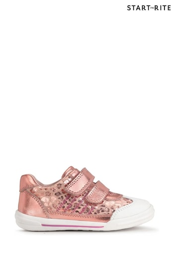 Start Rite Rose Gold Roundabout Leather Rip Tape Pre School Trainers (B83142) | £46