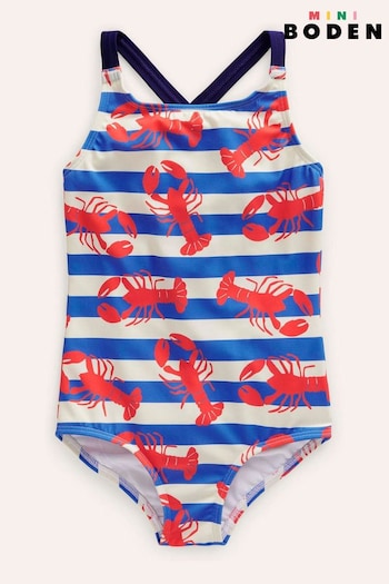 Boden Pink Cross-Back Printed Swimsuit (B83256) | £17 - £19