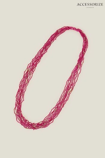 Accessorize Pink Layered Long Bead Necklace (B83266) | £20