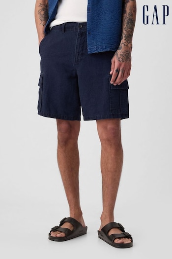 Gap Blue Linen Cotton Cargo Kaki Shorts (B83281) | £35