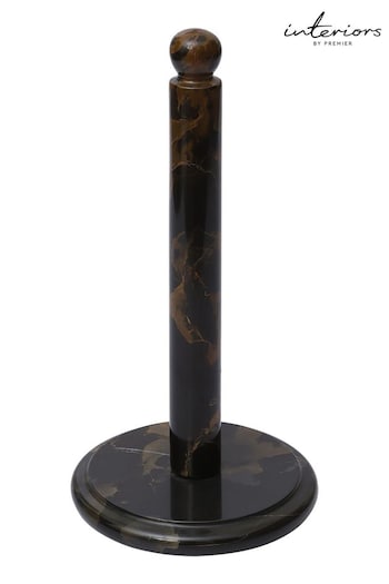 Interiors by Premier Black and Gold Marble Kitchen Roll Holder (B83286) | £29