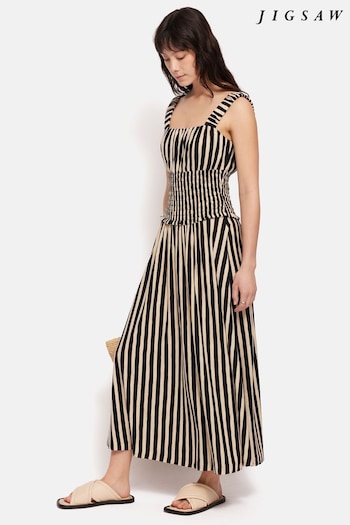Jigsaw Stripe Jersey Black Dress (B83320) | £135