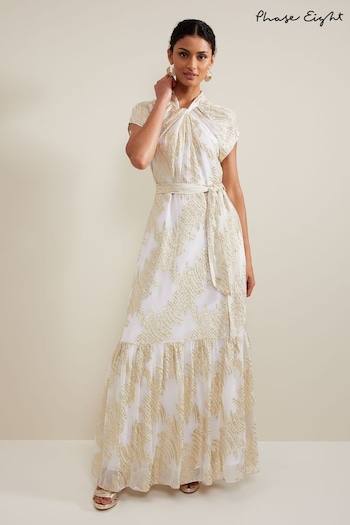 Phase Eight White/Silver Kerena Shimmer Maxi Dress (B83491) | £199