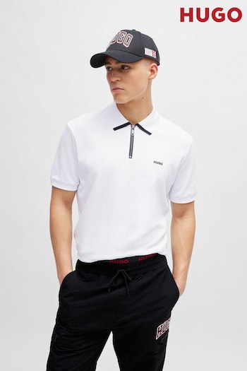 HUGO Contrast Details Sporty Cotton Pique Polo dubbelstickade Shirt (B83495) | £99