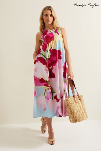 Phase Eight Pink Leila Cotton Floral Midi Dress (B83599) | £110