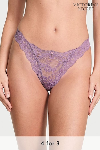 Victoria's Secret Frozen Plum Purple Lace Brazilian Knickers (B83617) | £14