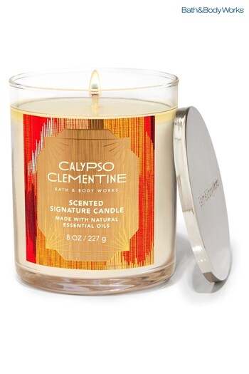 Bath & Body Works Clear Calypso Clementine Signature Single Wick Candle 8 oz / 227 g (B83683) | £23.50