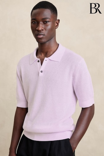 Banana Republic Purple Point Sur Cotton Short Sleeve Polo Shirt (B83785) | £70