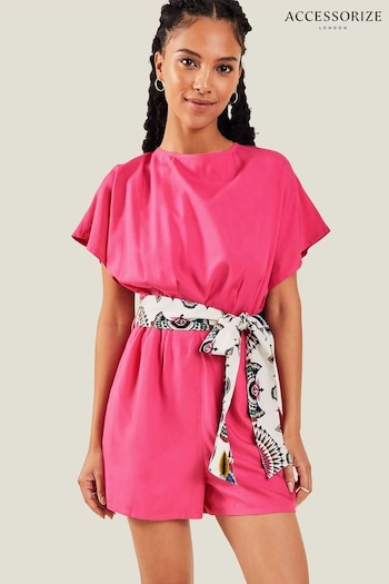 Accessorize Pink Open Back Tie Waist Playsuit (B83860) | £35