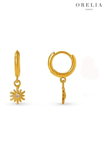 Orelia London Gold Tone Sunburst Charm Micro Hoops Earrings (B83896) | £22