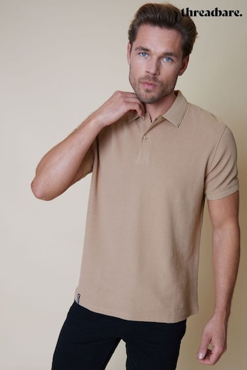 Threadbare Brown Waffle Cotton Jersey Polo Shirt (B84013) | £20