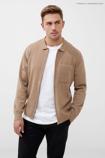 French Connection Natural Milano Knitted Zip Through Jumper (B84020) | £60