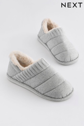 Grey Quilted Shoot Slippers (B84022) | £25