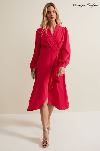 Phase Eight Pink Philippa Long Sleeve Midi Dress (B84064) | £139