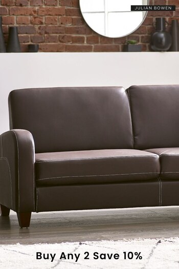 Julian Bowen Chestnut Brown Vivo 3 Seater Faux Leather Sofa (B84102) | £390