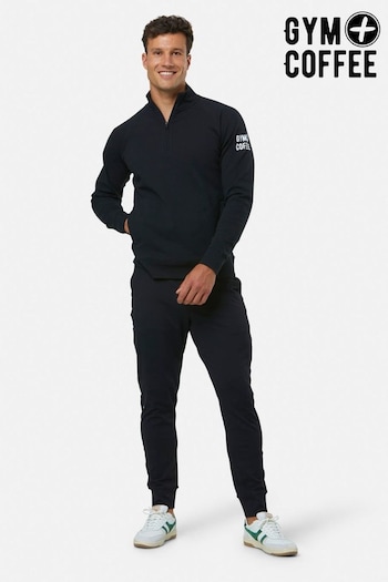 Gym + Coffee Black Mens Chill Half Zip Sweatshirt (B84239) | £60