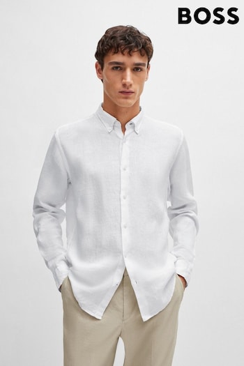 BOSS White Linen Regular Fit Shirt (B84305) | £139