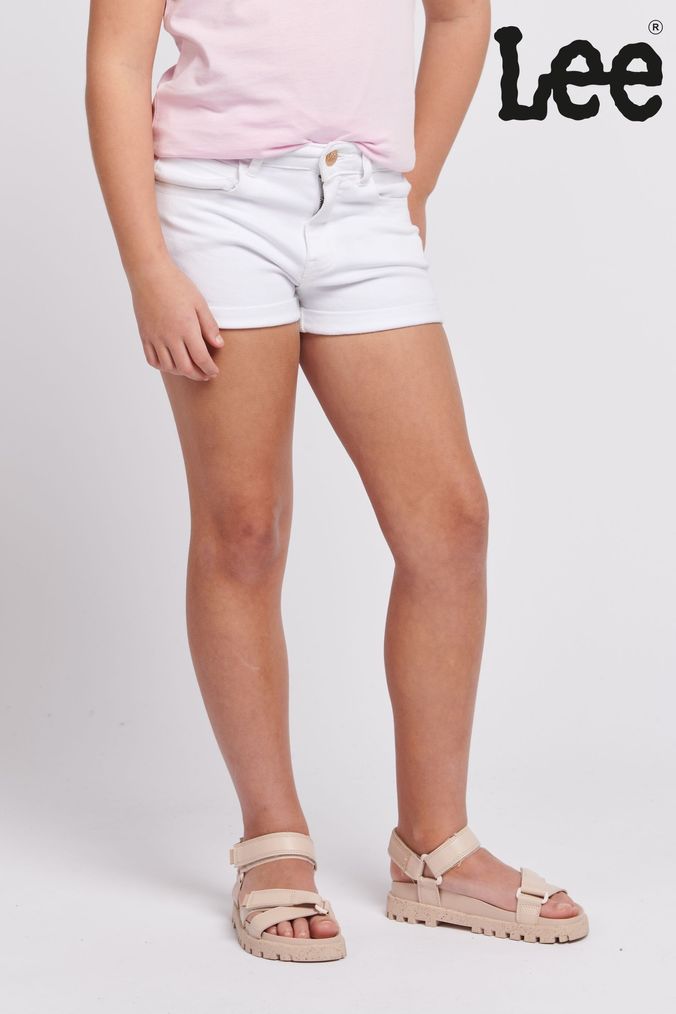 Next white denim shorts online