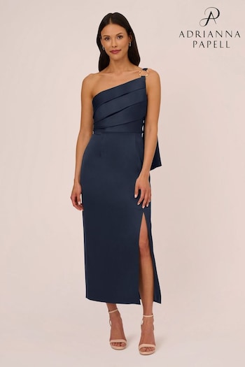 Adrianna Papell Blue Satin Crepe Dress (B84412) | £199