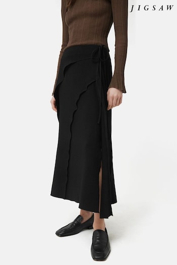 Jigsaw Japanese Crepe Seamed Black Skirt (B84459) | £175