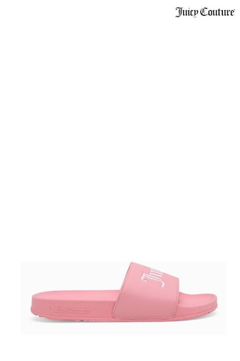 Juicy Couture Pink Collegiate Embossed PU Sliders (B84547) | £40