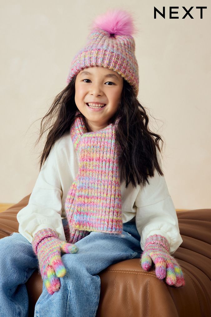 Girls bobble hat and gloves store