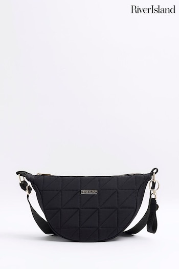 River Island Black Soft Scoop Quilted Cross-Body Bag (B84576) | £30