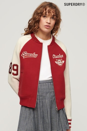 Superdry Red College Graphic Jersey Bomber Jacket (B84618) | £70