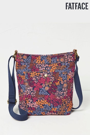 FatFace Purple Floral Mini Crossbody Canvas Bag (B84665) | £32