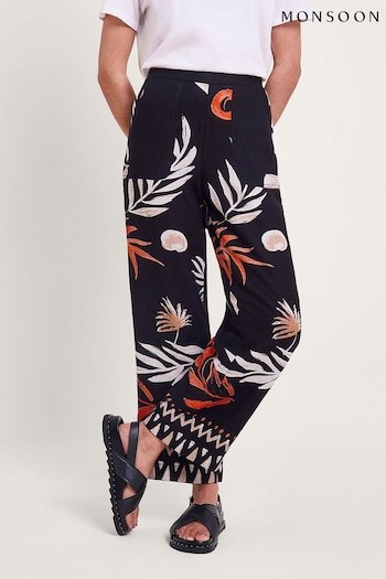 Monsoon Black Print Carlotta Trousers silhouette (B84693) | £59