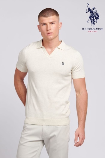 U.S. Polo Assn. Mens Regular Fit Combed Cotton Cream Polo Shirt (B84834) | £60