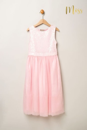Miss Pink Sequin Bow Tulle Skirt Dress (B84957) | £38