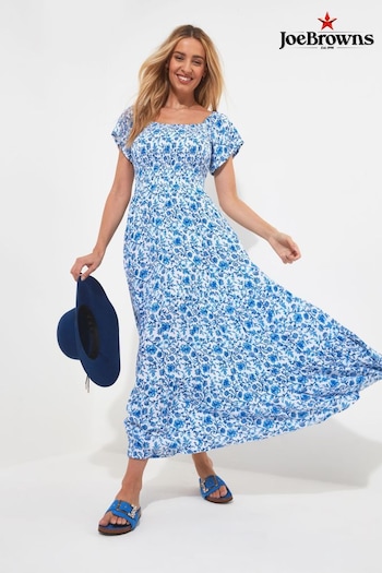 Joe Browns Blue Floral Shirred Waist Short Sleeve Maxi Dress (B85121) | £60