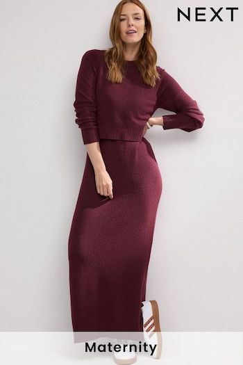 Burgundy Red Maternity Nursing Dress (B85158) | £0