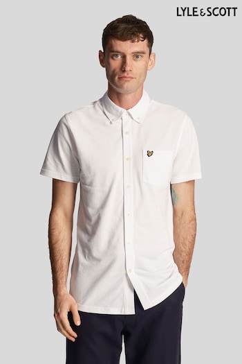 Lyle & Scott Short Sleeve Pique White Shirt (B85225) | £65