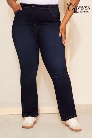 Curves Like These Navy Blue Flare Jeans (B85254) | £32