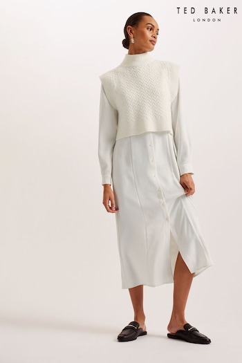 Ted Baker White Elsiiey Shirt Dress With Sleeveless Knit Layer (B85412) | £225