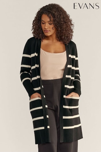 Evans Black Striped Cardigan (B85417) | £47