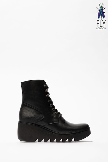 Fly London Birr Lace-Up Ankle Black Pre-Owned boots (B85476) | £145