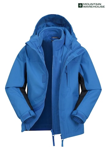 Mountain Warehouse Blue Kids Cannonball 3 in 1 Breathable and Waterproof Jacket (B85527) | £48