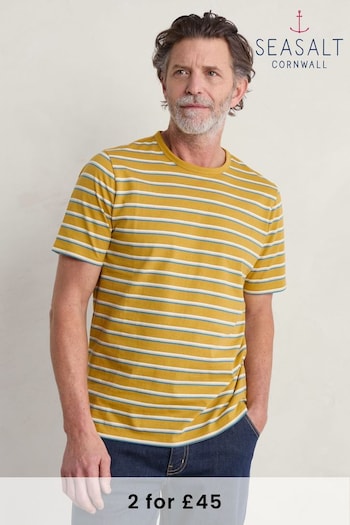 Seasalt Cornwall Yellow Mens Seven Seas Sailor T-Shirt (B85621) | £30