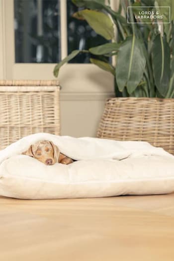 Lords and Labradors Cream Faux Fur Sleepy Burrow Dog Bed (B85624) | £80 - £120