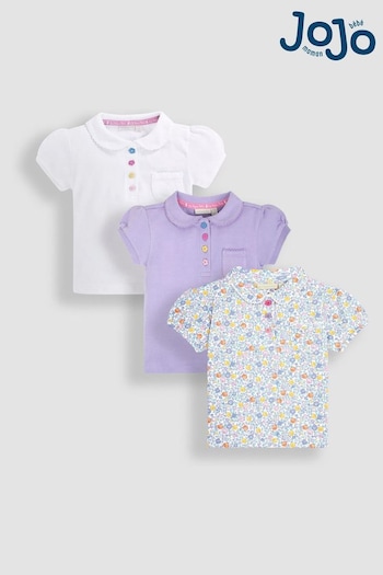 JoJo Maman Bébé Lilac 3-Pack Pretty Polo Shirts (B85733) | £28