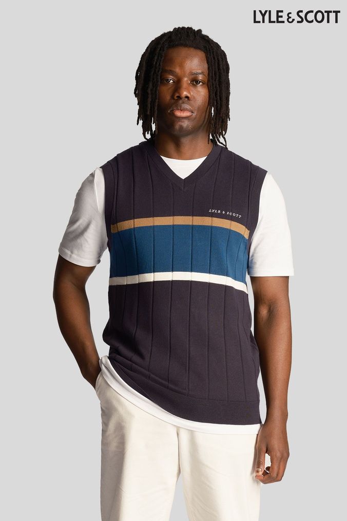 Buy Men s Lylescott Sleeveless Blue Jumpers Online Next UK