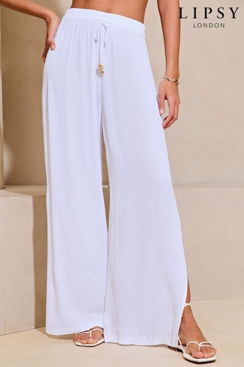 Lipsy White Crinkle Holiday Cover Up Trousers (B85806) | £32