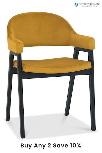 Bentley Designs Weathered Oak Mustard Camden Peppercorn Upholstered Arm Chair (B85868) | £450