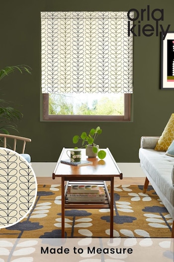 Orla Kiely Black and Olive Green Linear Stem Made to Measure Roman Blinds (B85961) | £79
